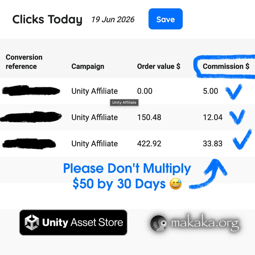 Unity Affiliate Program — Stats and Revenue from Unity Asset Store and Unity Store