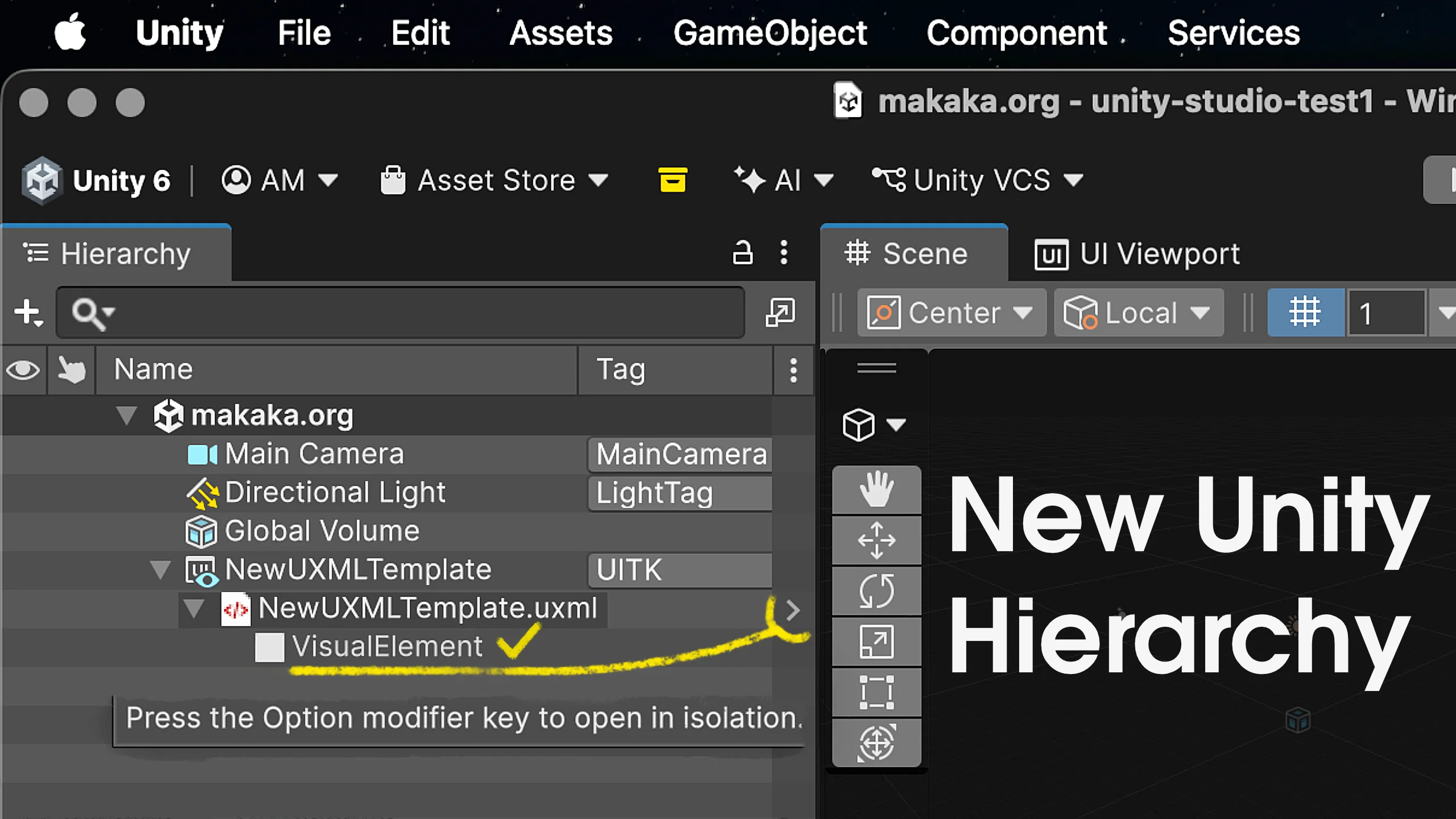 New Unity Hierarchy, Icons and UI Toolkit integration